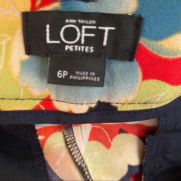 LOFT Floral Culottes Wide Leg 6 Petite Asian Style Pattern Black Red Blue - Picture 5 of 7